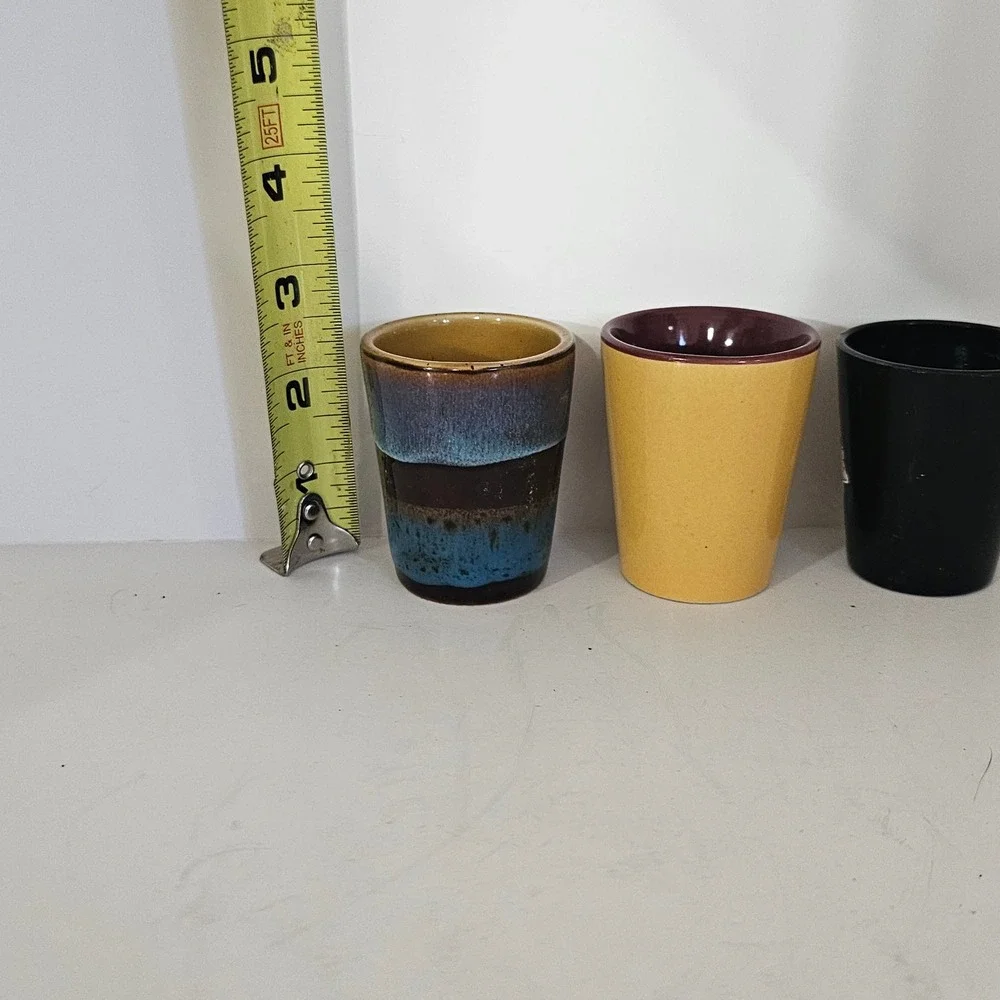 Lot of 3 Shot Glasses Miami Beach University of Minnesota Vikings NFL Ceramic